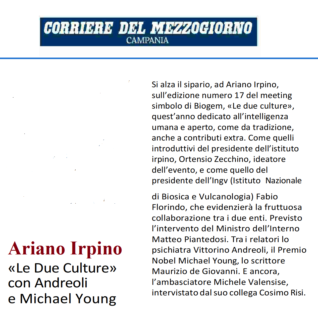 ARIANO IRPINO > con Andreoli e Michael Young